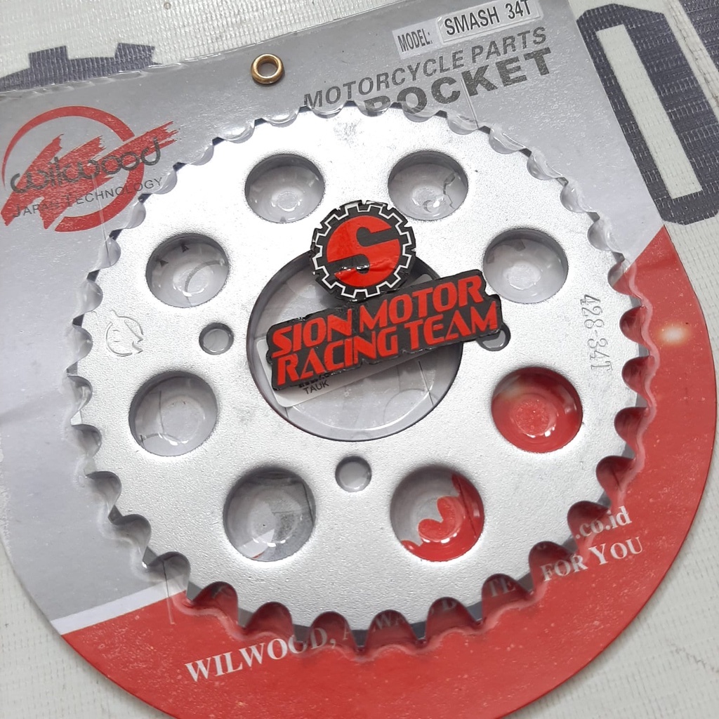 Gir Gear Belakang / Rear Sprocket Gear Suzuki Smash / Shogun New / Satria FU Lama / Arashi 428 - 34T Wilwood-1