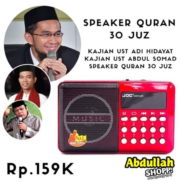 Speaker Quran 30 Juz, Ceramah, Doa, Paket Anak Hafidz