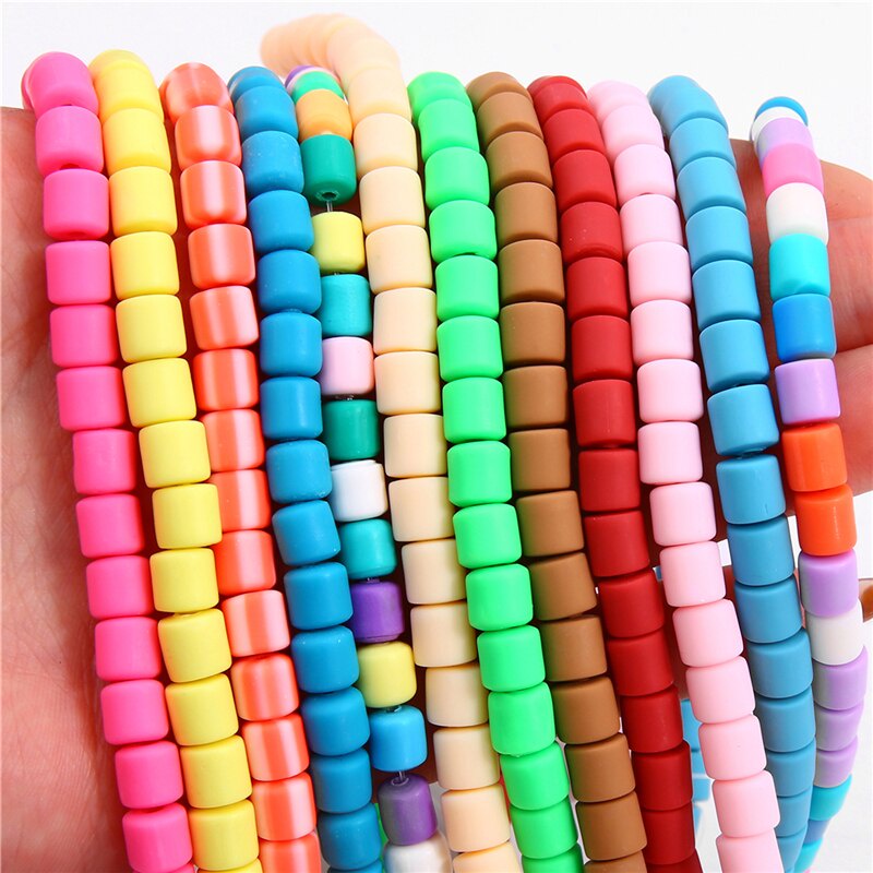 62pcs Manik-Manik Karet Polymer Clay Ukuran 6x6mm 38cm Untuk Membuat Perhiasan Gelang Boho