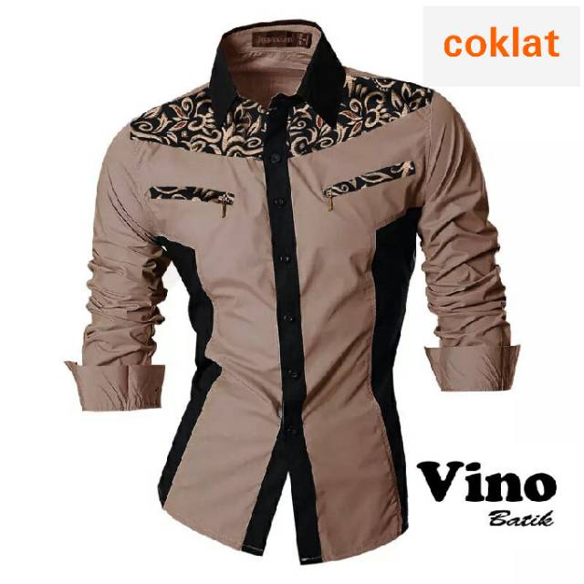 Kemeja Pria Lengan Panjang Vino Batik Hem Casual Katun Toyobo Fashion Cowok