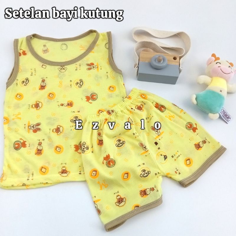 Baju bayi setelan model singlet/kaos bayi setelan kutung 3-12 bulan all size