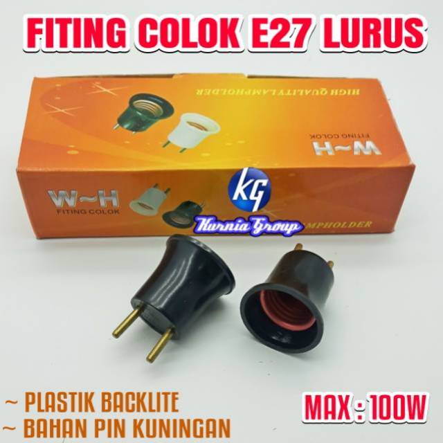 FITING COLOK LURUS FITTING DENGAN COLOKAN LANGSUNG DRAT STANDAR E27 RUMAH LAMPU BAHAN KUNINGAN