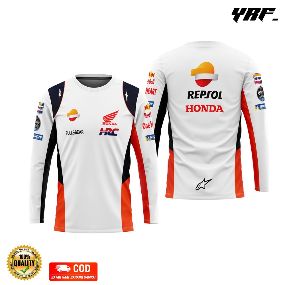 Baju Kaos Jersey Honda Repsol Moto GP Lengan Panjang Racing Team HRC Motogp Warna Biru 2021