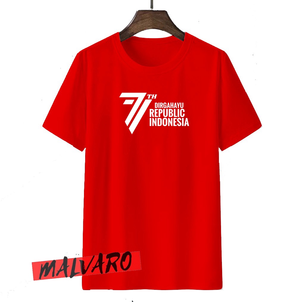 MALVARO-BAJU HUT RI / BAJU DIRGAHAYU INDONESIA 77 / KAOS KEMERDEKAAN / KAOS  AGUSTUSAN