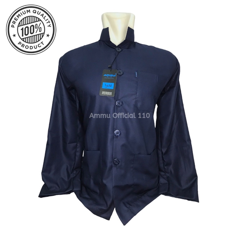 BAJU KOKO AMMU BUSANA MUSLIM PRIA AMMU COLLECTION ORIGINAL 100%-BIRU DONGKER/NAVY