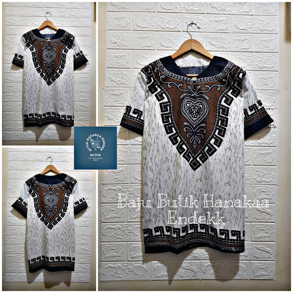 Baju Etnik Dashiki Love Putih Pria/Wanita (Unisex)