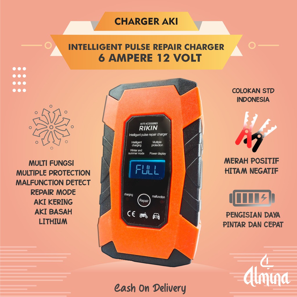 RIKIN Charger Aki 12 V 6 A New Model Smart Charging