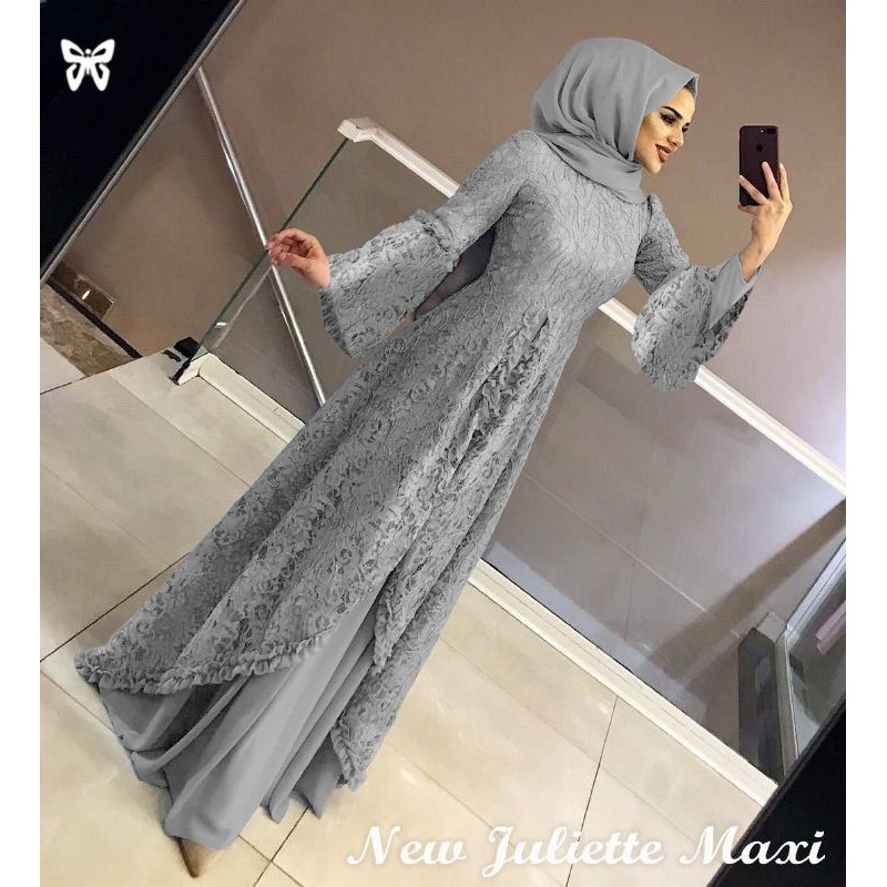 GAMIS BRUKAT TERBARU 2024 MEWAH JUMBO MAXI JULIETTE, BAHAN BROKAT KOMBI MOSCREPE BIG SIZE FIT TO XXL, LD 120 PJ 138 IMPORT 2022 Baju Pesta Wanita Kekinian Busana Muslim gaun remaja pesta