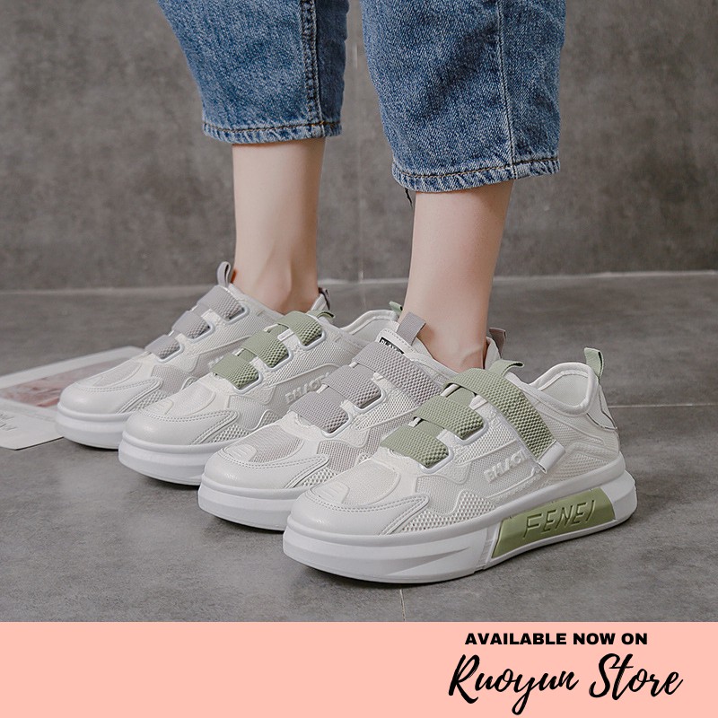 RYX - Velcro Mesh Sepatu Sneakers Wanita Fashion Sports Casual - Or Import