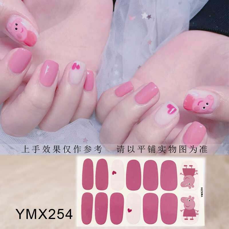 Ymx 14pcs / set Stiker Kuku Motif Kartun Grafiti Leopard YMX5 Aksen Glitter Anti Air Untuk Nail Art