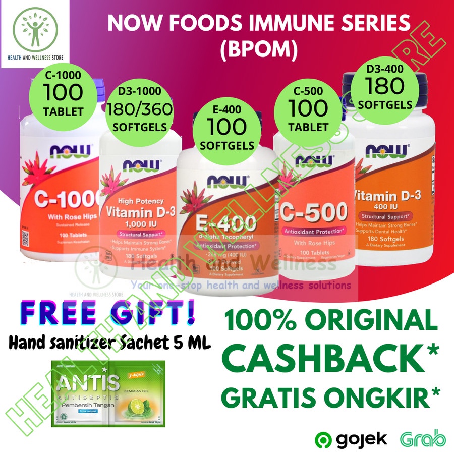 Now Foods Series Vitamin C 1000 Mg 500 Mg Rose Hips Vitamin D3 1000 Iu