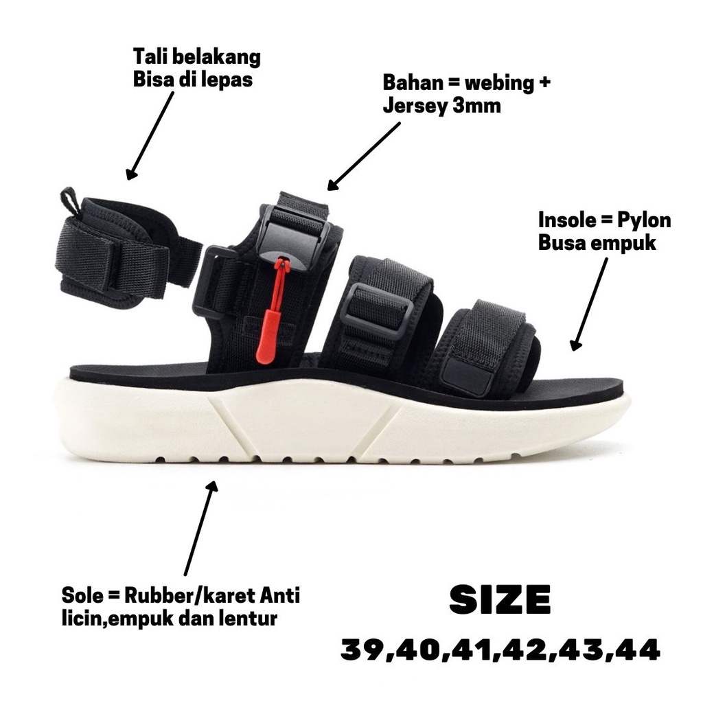 MINOS BLACK |ManNeedMe x Greata| Sandal Gunung Pria Outdoor Sendal Travelling PREMIUM ORIGINAL