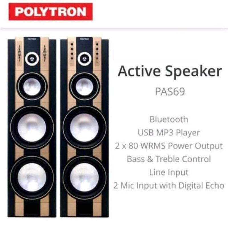 HOT PROMO POLYTRON SPEAKER AUDIO PAS69 SUPER BASS XBR USB BLUETOOTH