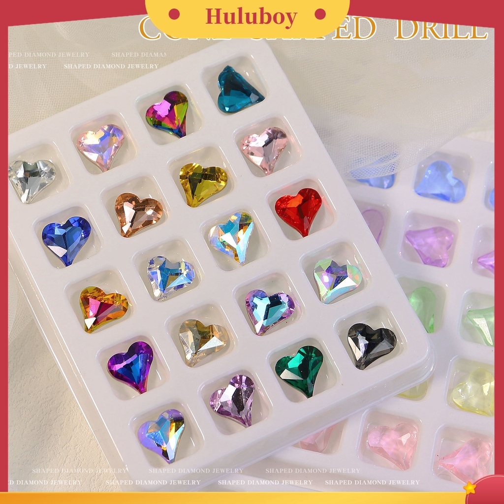 Huluboy Huluboy♡ 20pcs Ornamen Kuku 3D Bentuk Hati Bahan Plastik Tahan Pudar Untuk Dekorasi Nail Art