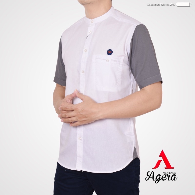 Kemeja Koko KEMKO Lengan Pendek Fashion Kombinasi Warna PREMIUM Original Brand Agera