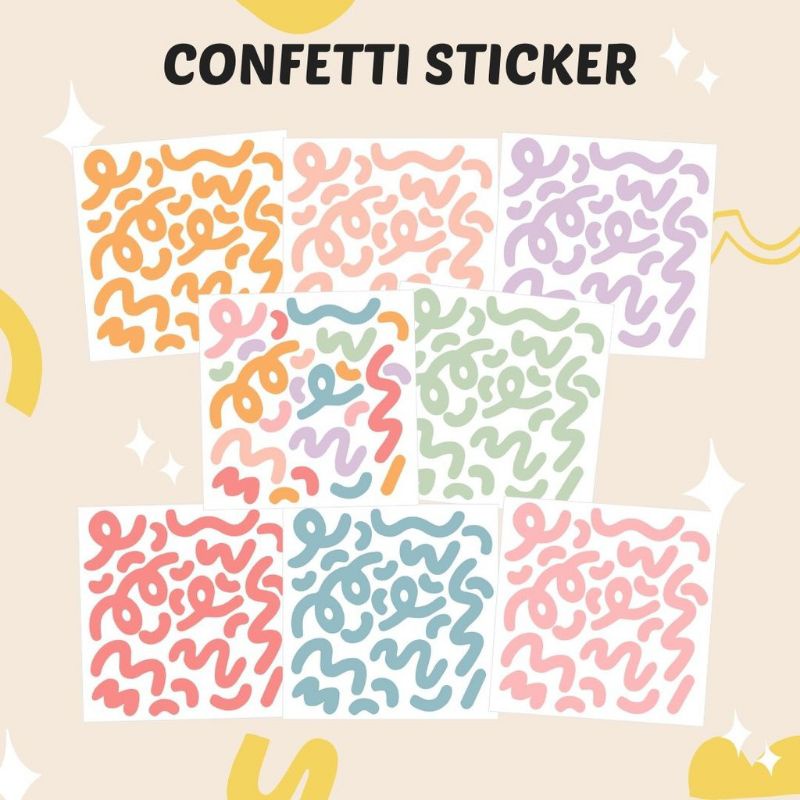 

KIANDAA SS0059 STICKER SHEET CONFETTI STIKER KISS CUT WATERPROOF DECO STIKER PC PHOTOCARD POLCOS JURNAL MOTIF PITA WARNA WARNI