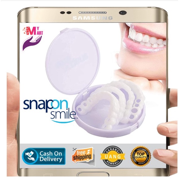 COD MURAH SNAP ON SMILE ORIGINAL GIGI PUTIH DENGAN GIGI PALSU SILICON SEPASANG ATAS BAWAH