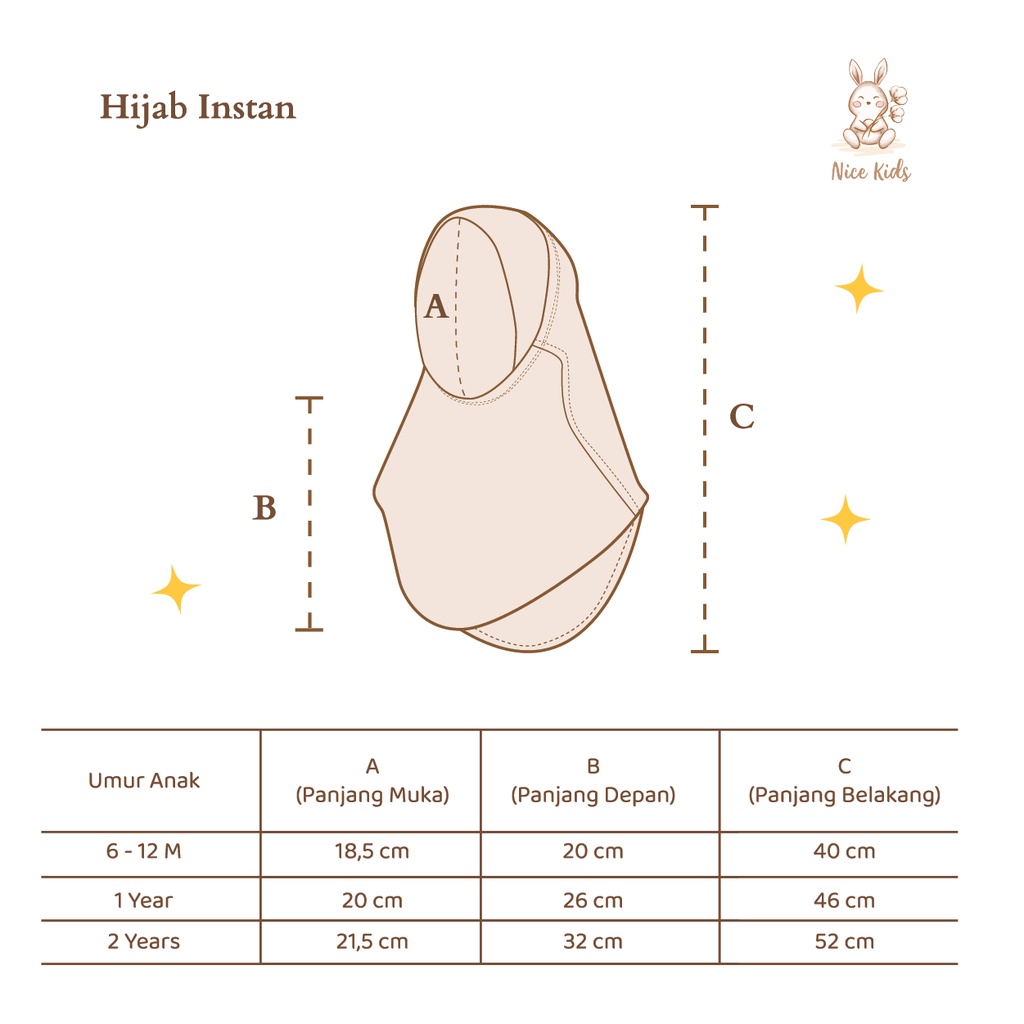 Nice Kids - Hijab Instan Kerudung Pashmina Anak Bayi Tanpa Jarum (6 Bulan - 2 Tahun)