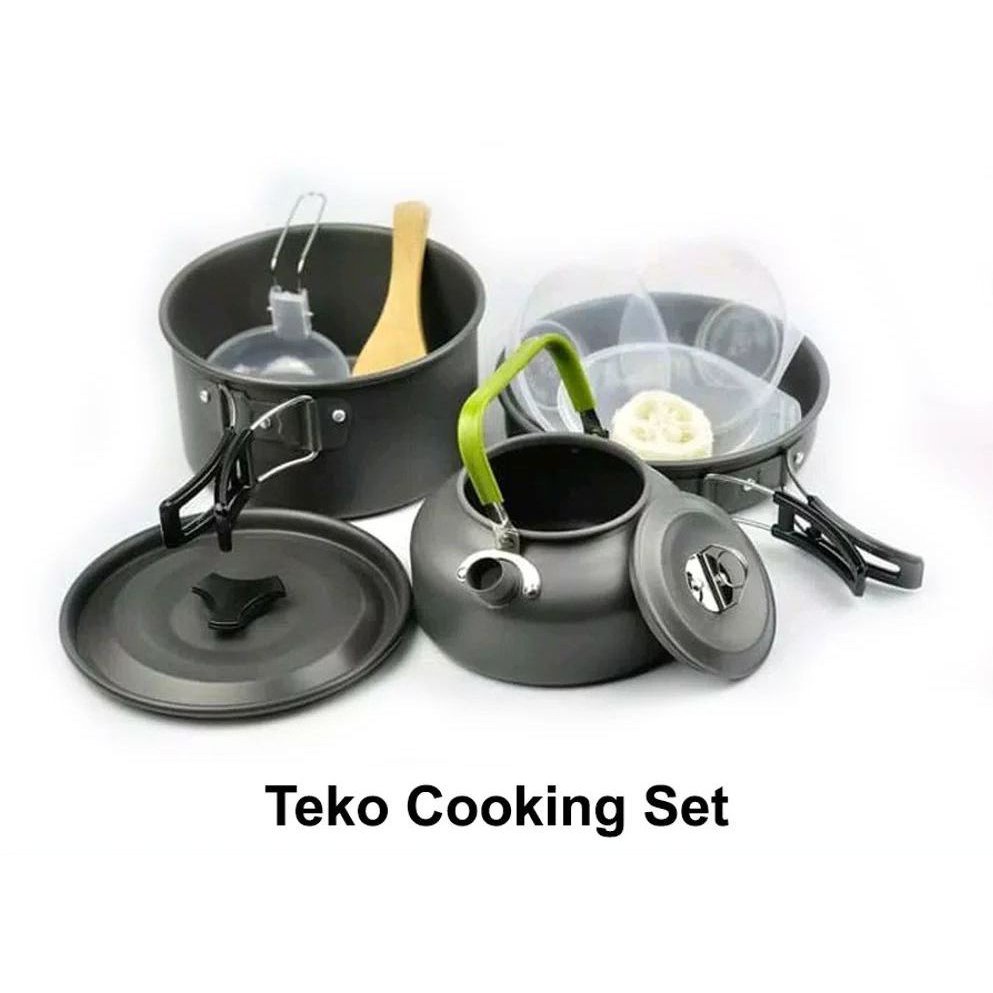 Paket Masak Camping Cooking Set 308 plus Kompor Windproof K203 - Alat Masak Camping