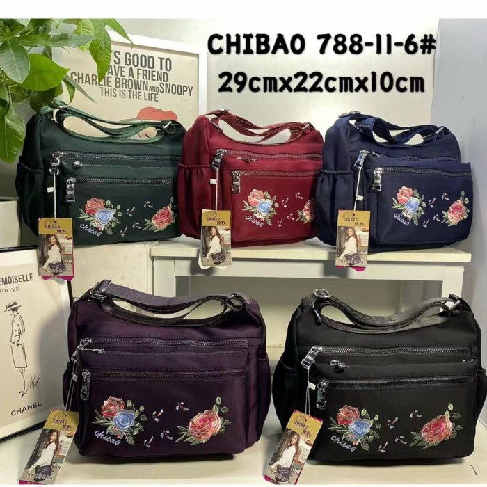 PROMO TAS SELEMPANG WANITA CHIBAO MOTIF BORDIR BUNGA CB788/L010 7RES