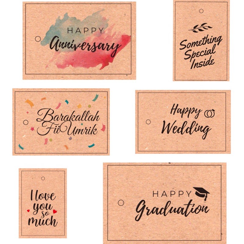 Jual Hangtag Kraft Happy Graduation Anniversary Wedding Minimal Pcs