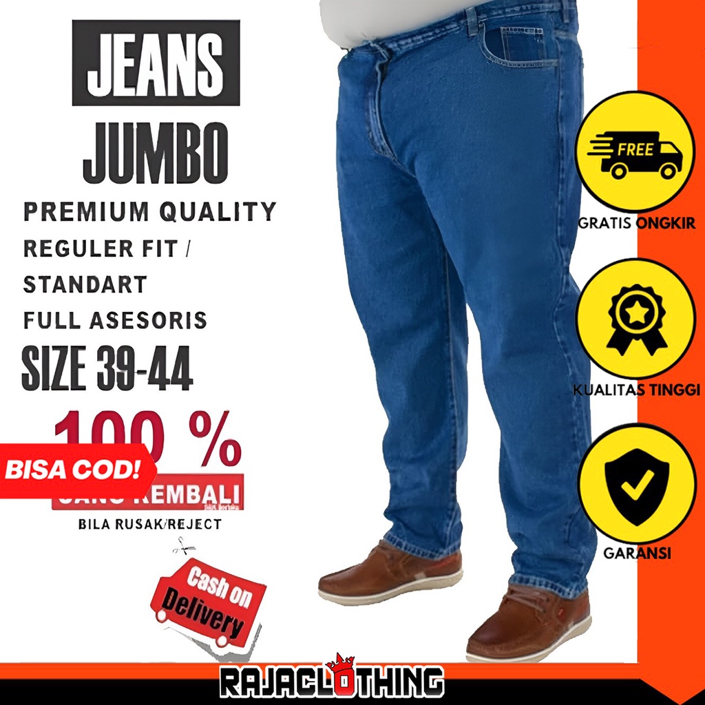 RCL - Celana Jeans Biowash Panjang Pria Reguler Jumbo Big Size Jens Cowok Standar Ukuran Besar 38 s/d 44