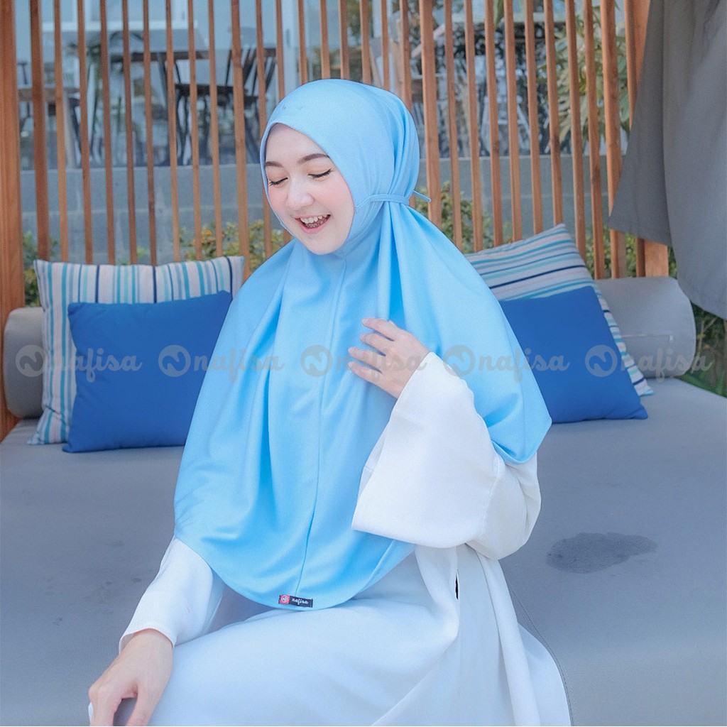 Hijab Instan Non Pad Tali Dirumah Saja AT HOME | Khimar Instan Ber-Ukuran Tali Samping Jilbab Kaos