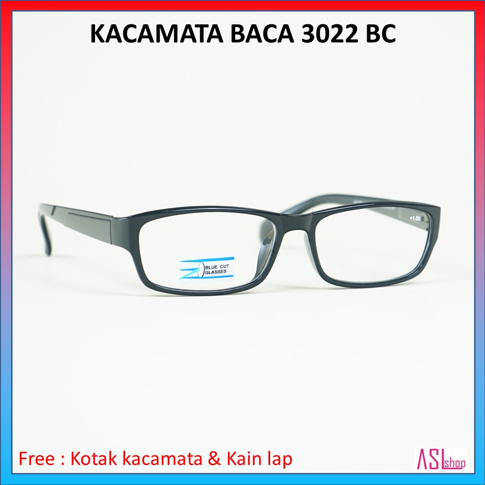 FRAME KACAMATA KHUSUS BACA (3022 BC) LENSA BLUERAY/BLUECUT