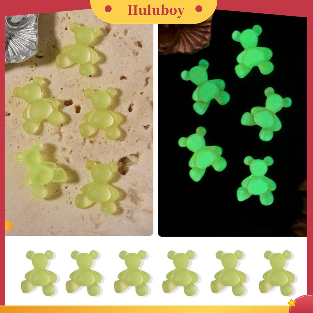 Huluboy Huluboy♡ 8pcs Dekorasi Kuku Luminous Bentuk Beruang Untuk Musim Panas