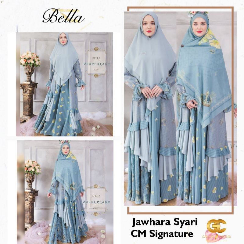 BELLA WONDERLAND SERIES Original By Jawhara Syari CM Signature. Gamis premium set 4 in 1 : gamis + k