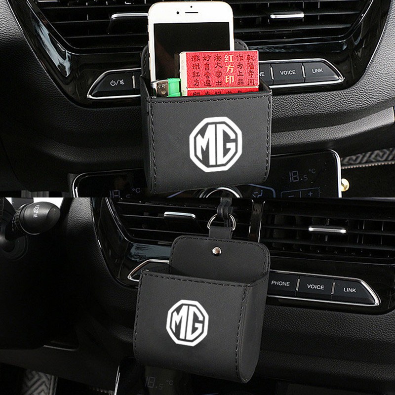 Mg Tas Organizer Gantung Ac Mobil Holder Kacamata / Handphone / Kunci / Kartu Bahan Kulit