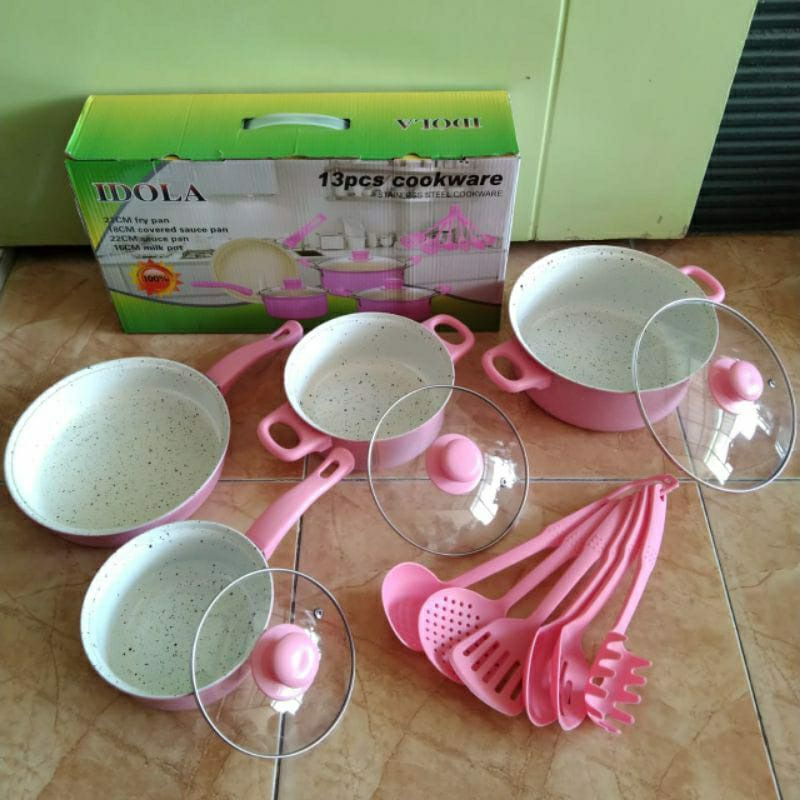 Panci set lengkap anti lengket/panci set /paket panci anti lengket/Panci warna/ Paket panci cantik