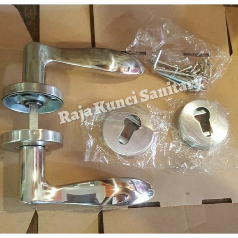 Paket Lengkap Handle Roses Stainless+Kunci Stainless+Cylinder