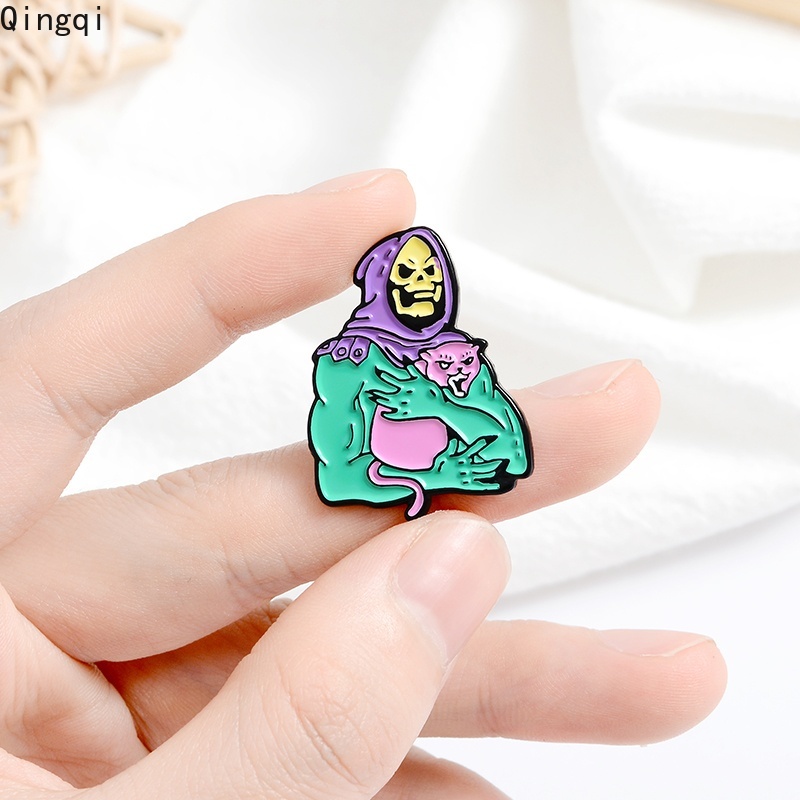 Sk Bros Pin Enamel Desain Tengkorak Kucing Ungu Gaya Gothic Untuk Aksesoris Wanitahadiah