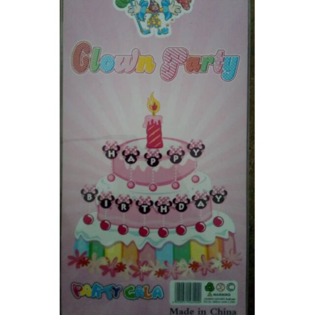 Cake topper pink happy birthday minnie mouse