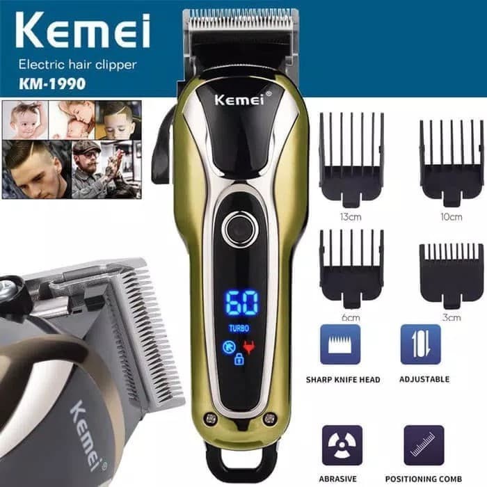 NEW!! Kemei Hair Clipper KM-1990 Digital alat potong rambut