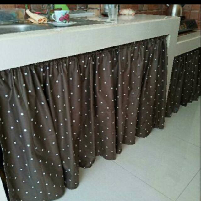 Termurah gorden kolong dapur Polkadot coklat Shopee Termurah gorden kolong dapur Polkadot coklat Shopee