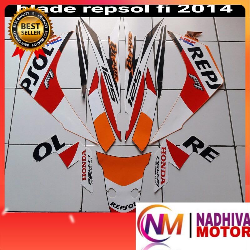 stiker motor honda blade repsol fi 125 2014 orange