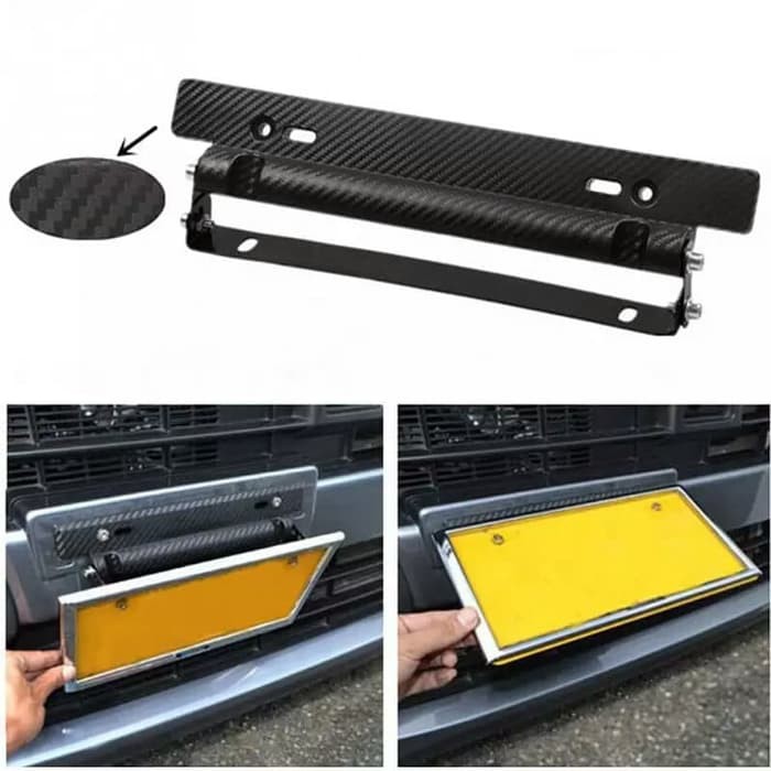 Dudukan Plat Nomor Mobil Kendaraan Carbon Karbon Adjust Universal