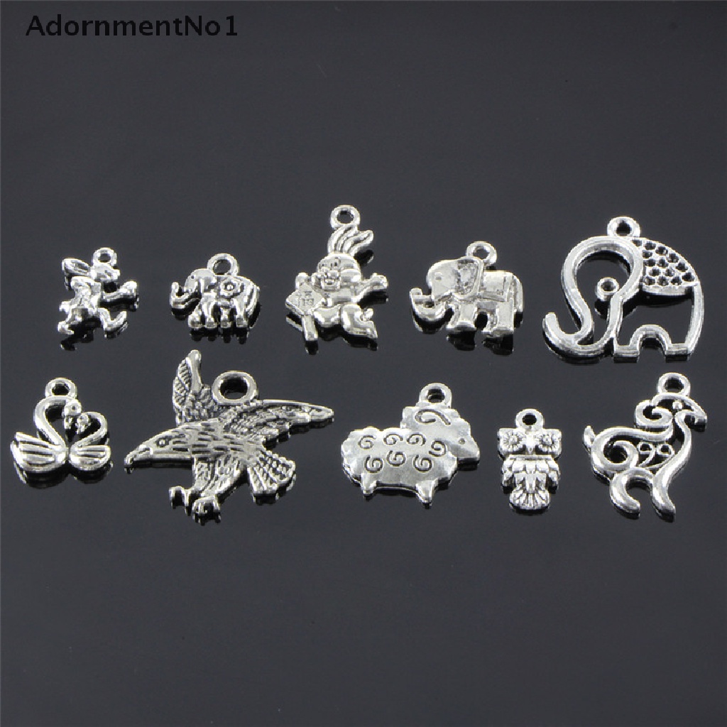 (AdornmentNo1) 100pcs / Lot Liontin Retro Bentuk Hewan Campur Warna Silver Untuk Perhiasan DIY