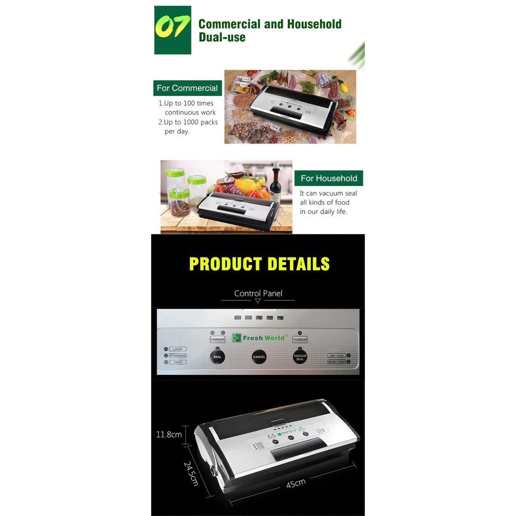 FRESH WORLD FW-3150 / FW-3150S Mesin Vacuum Sealer Komersial Vacum (Bisa Basah &amp; Tiup)