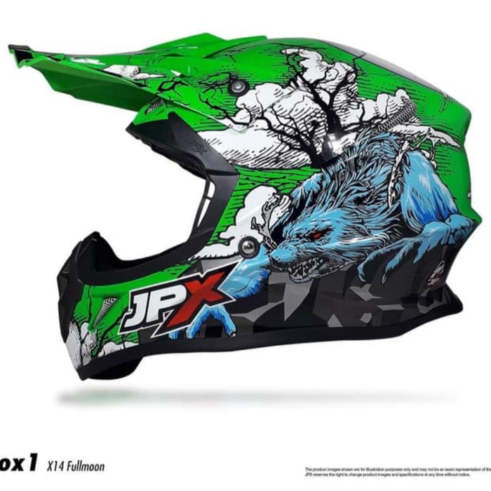 Helm cross JPX X14 Hijau biru