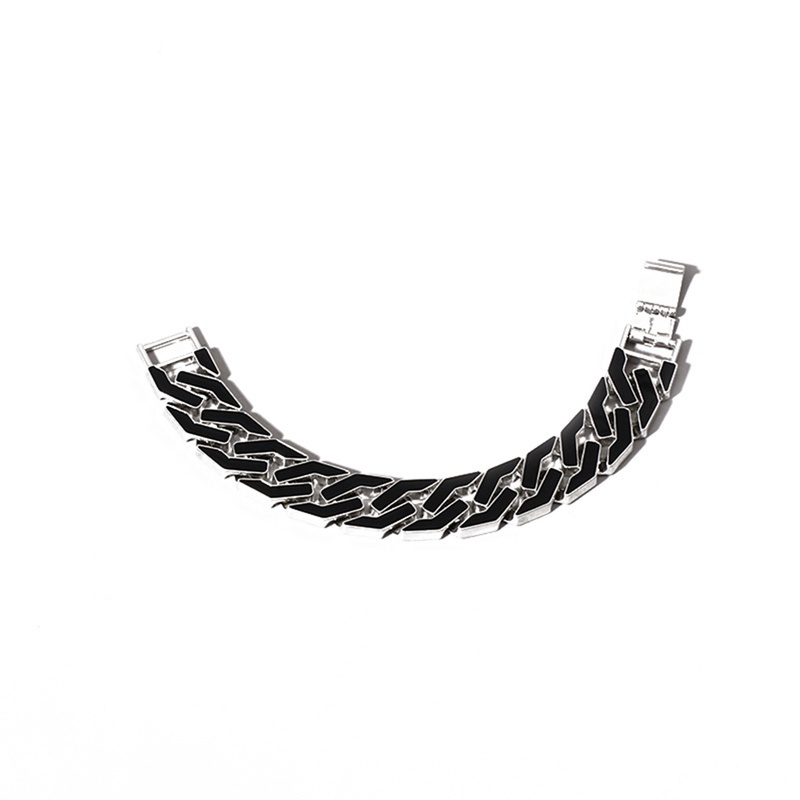 Fancyqube Gelang Tangan Lebar Bahan Stainless Steel Warna Hitam