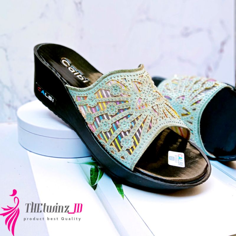 [PROMO GRATIS ONGKIR]SANDAL SELOP WEDGES MODEL CALBI TERBARU BLINK BLINK