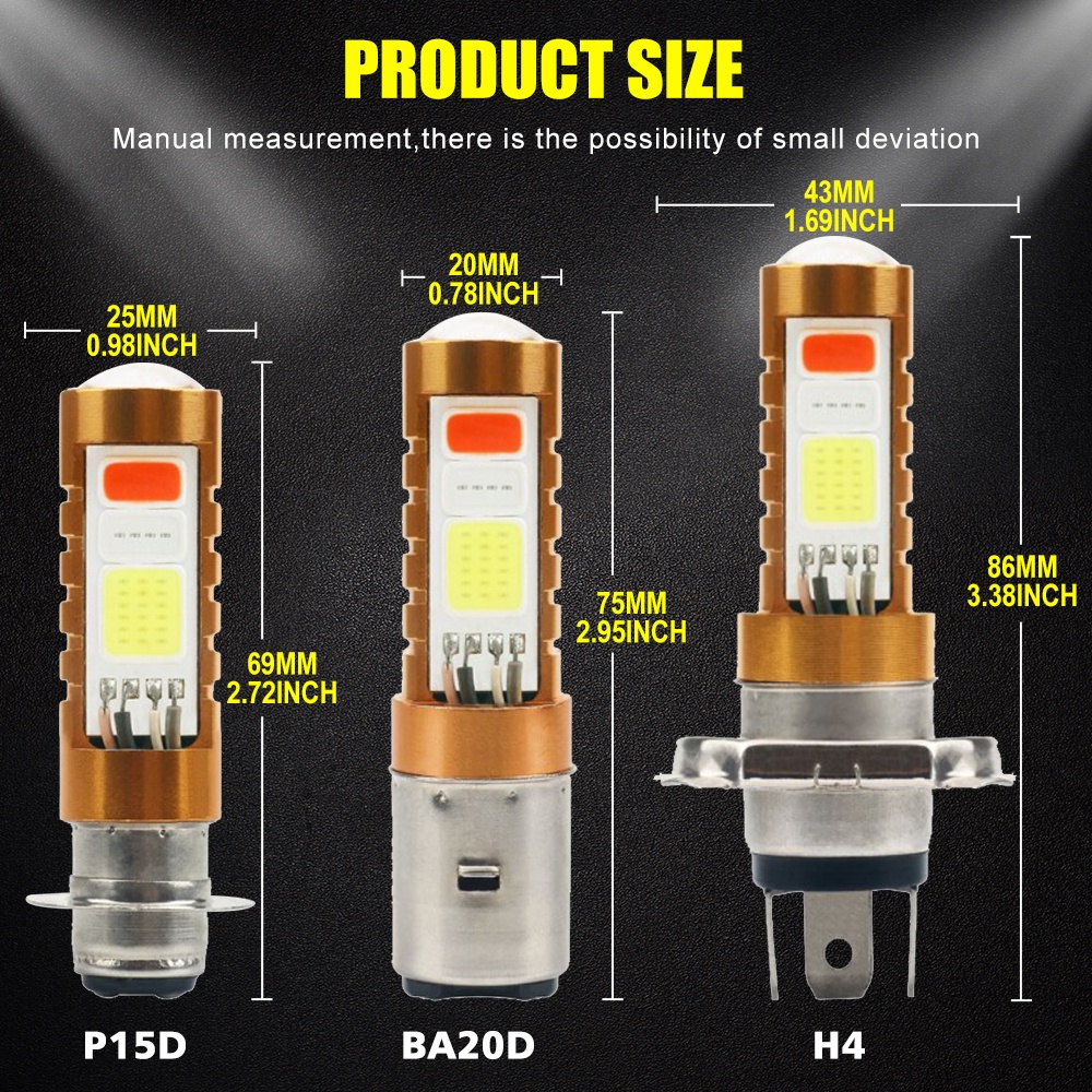 (Tiga Warna) Lampu Utama Kendaraan Tipe LED DC H6 LED P15D H4 HS1