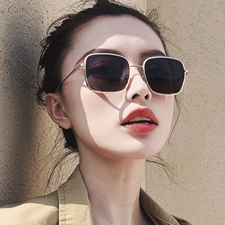 Fashion square metal simple men's and women's trendy anti-ultraviolet sunglasses