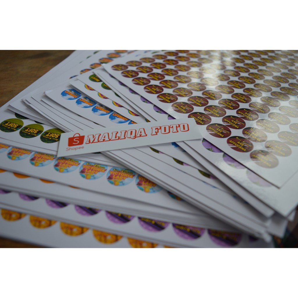 Cetak Print Stiker  Sticker  Glossy Label Logo Brand Merek  