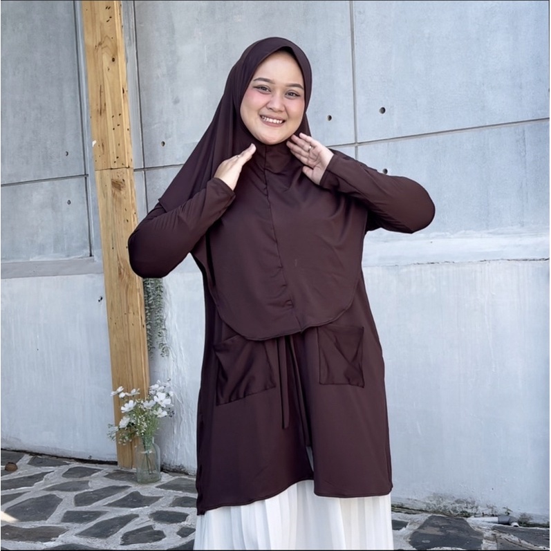 Koyu Hijab Instan Jersey Premium Queena Set Outer Praktis