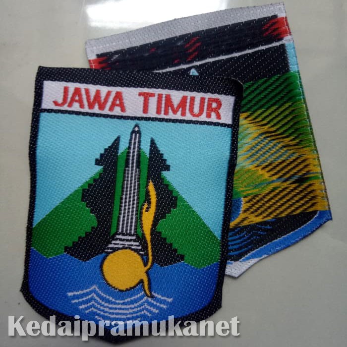 Badge Pramuka Jawa Timur / Bed Kwartir Daerah Kwarda logo Jatim / Kain Woven Rajut / Satuan eceran