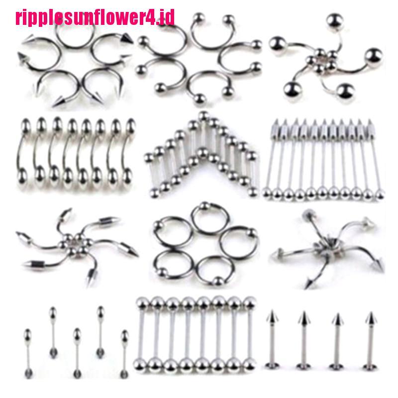 60 / 85pcs Anting Tindik Perut / Hidung Bahan Stainless Steel